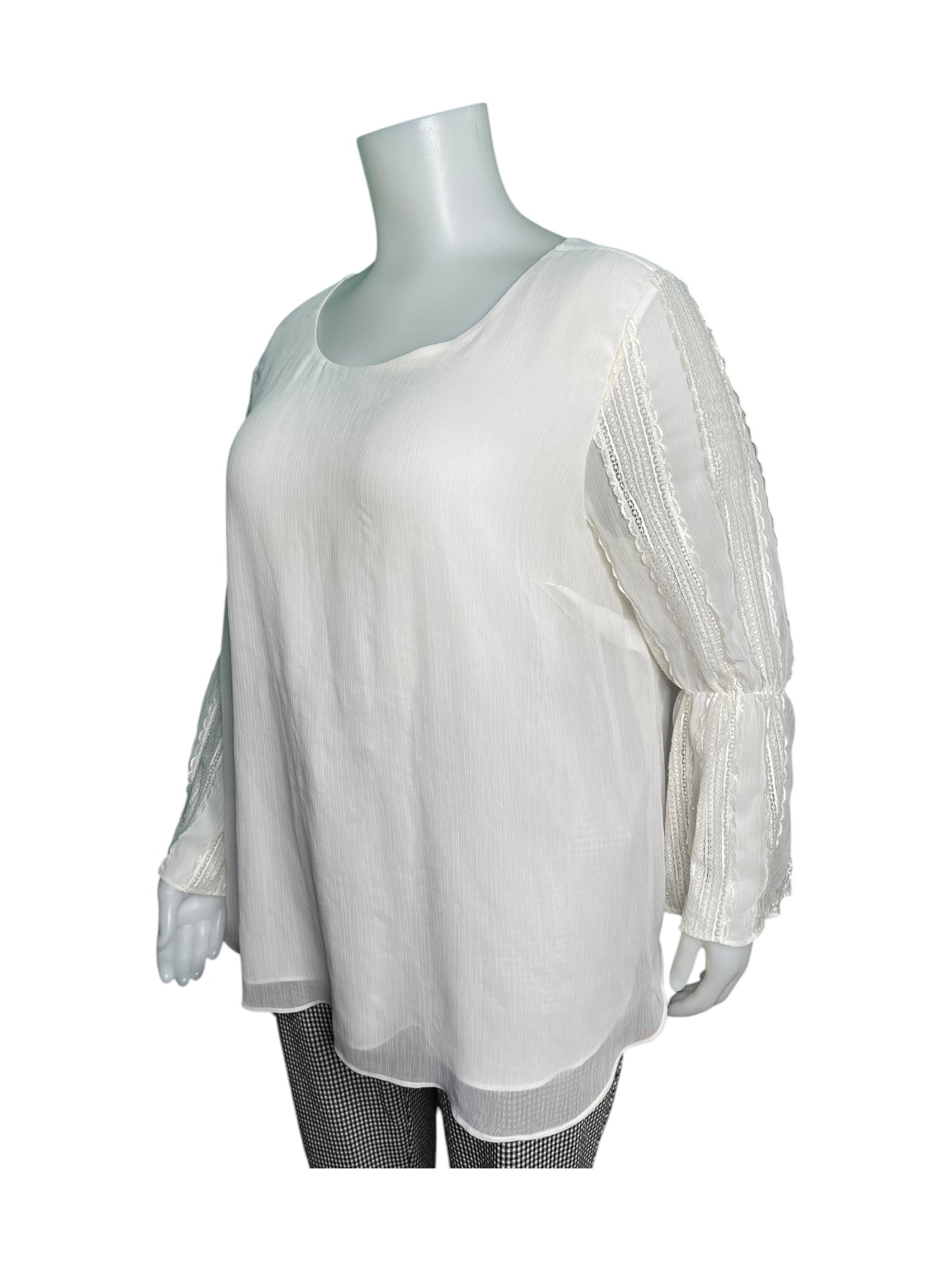 White Blouse with Long Lace Sleeved