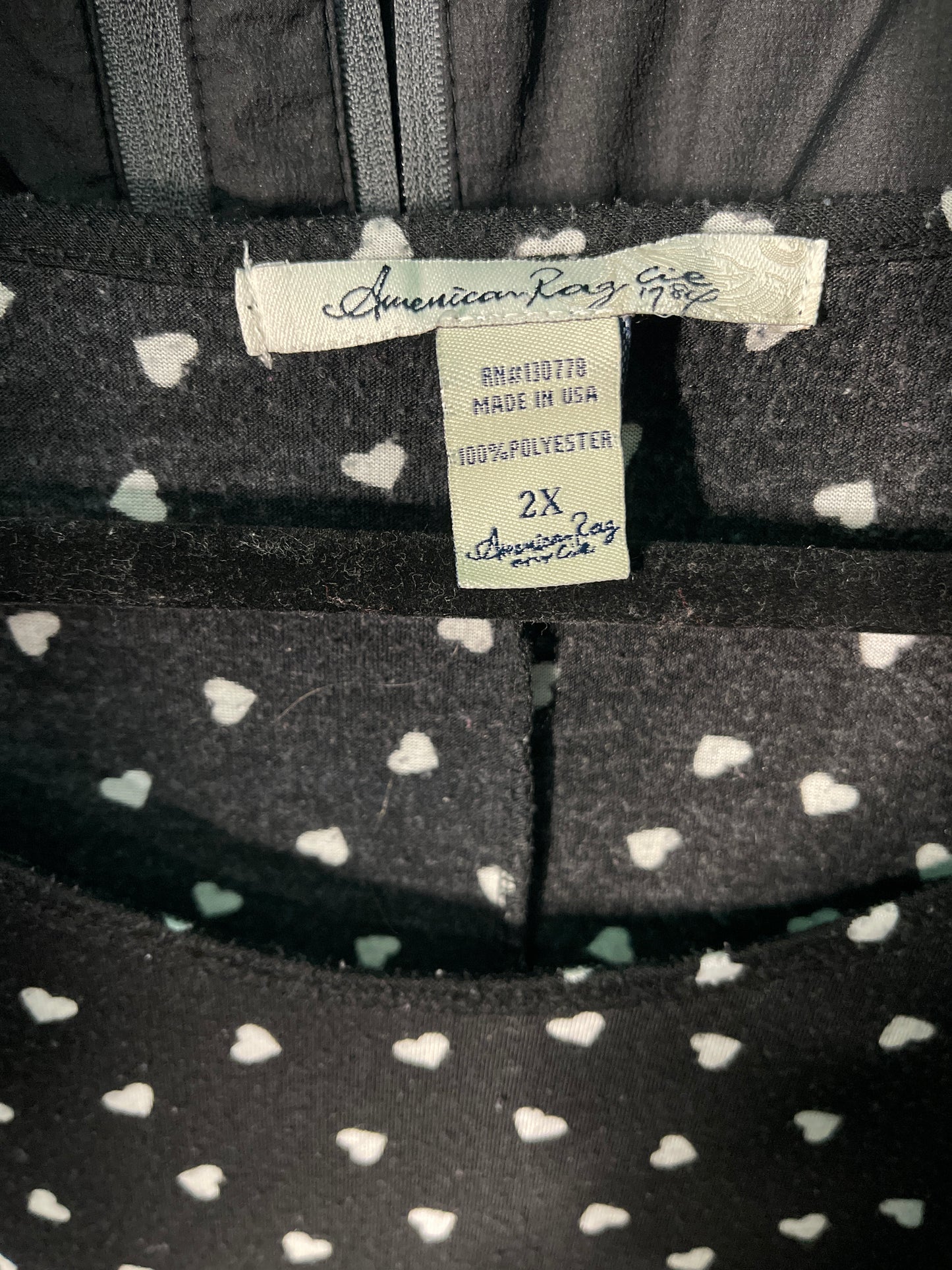 Black Short Sleeved Heart Pattern Shirt