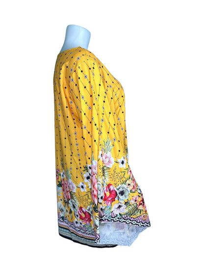 Yellow Floral Long Sleeved Dress (4XL)