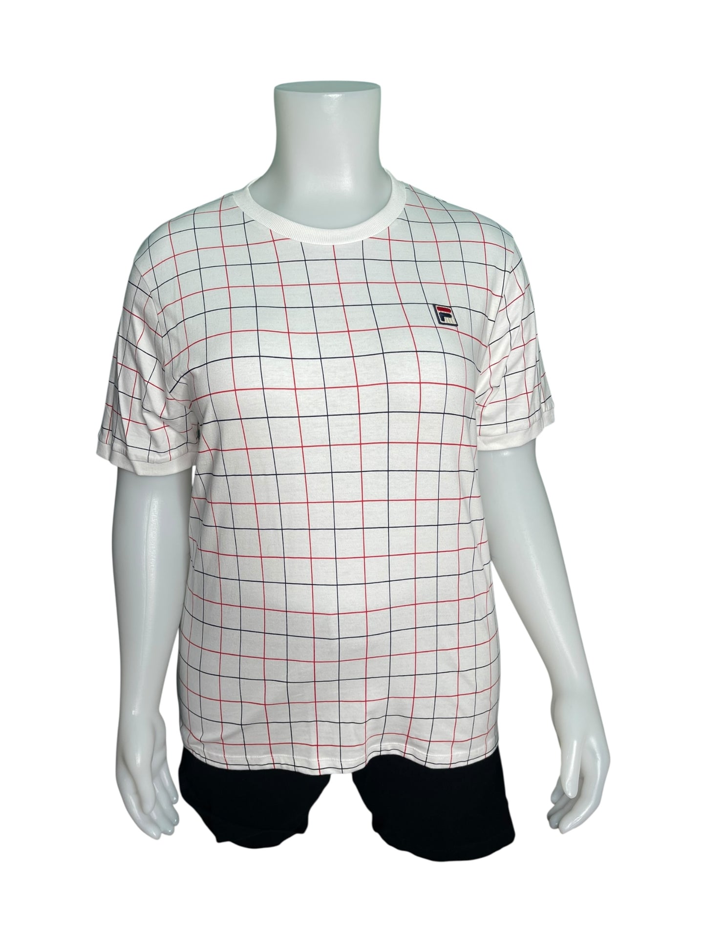 White, Navy and Red Short Sleeved T-Shirt