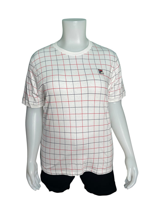 White, Navy and Red Short Sleeved T-Shirt