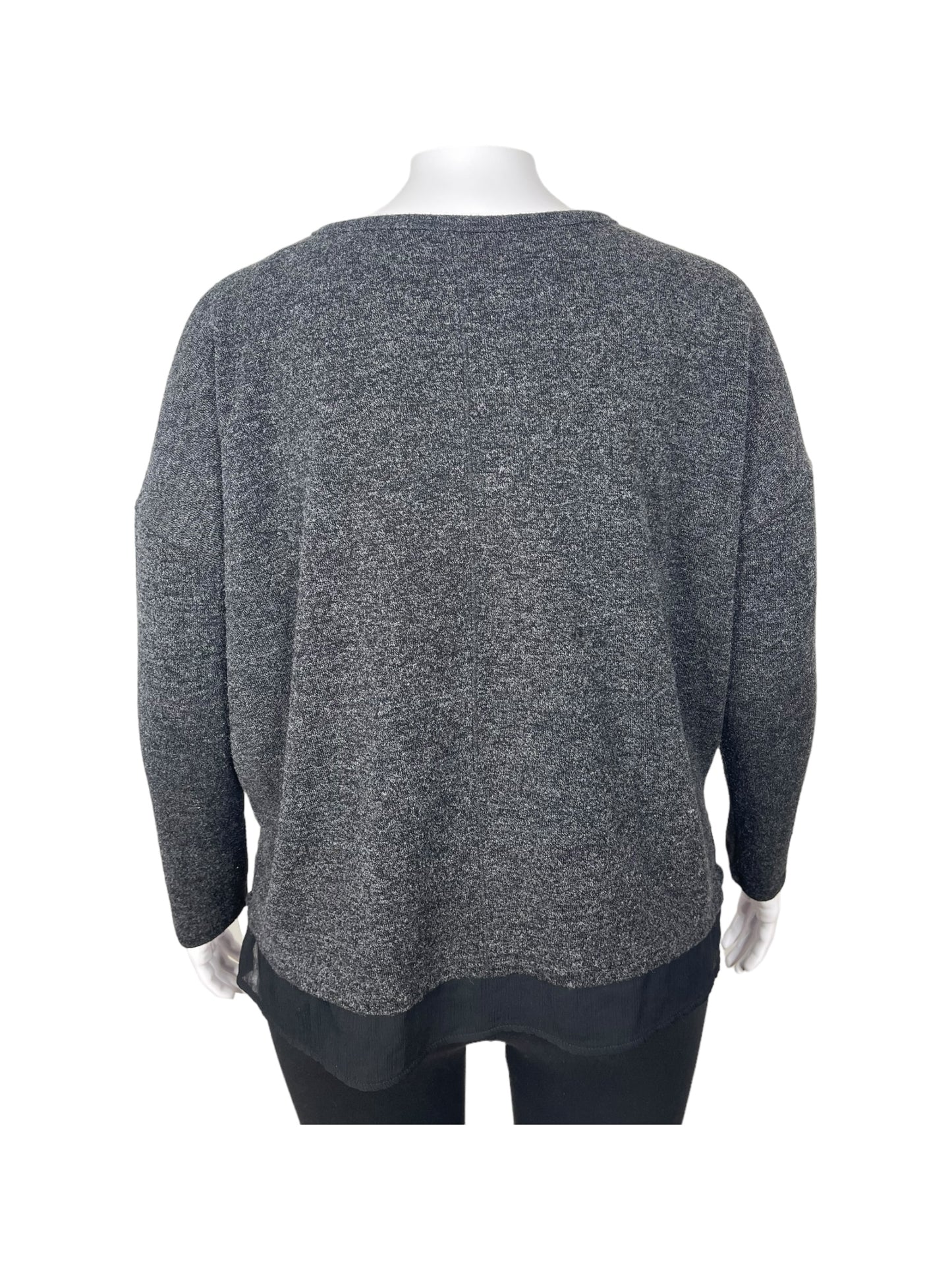 Dark Grey Jumper w/ Black Sheer Trim