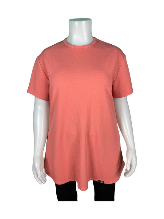 Coral Waffle Short Sleeved Top