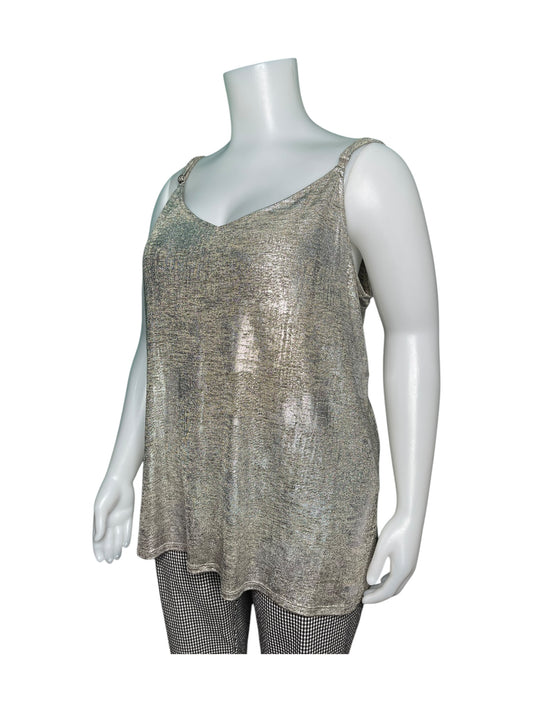 Gold Shiny Spaghetti Strap Tank Top