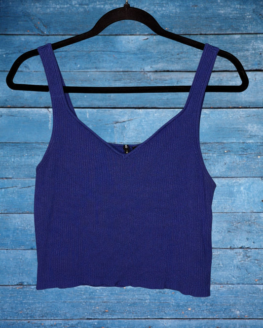Blue Sweetheart Neckline Tank Crop Top