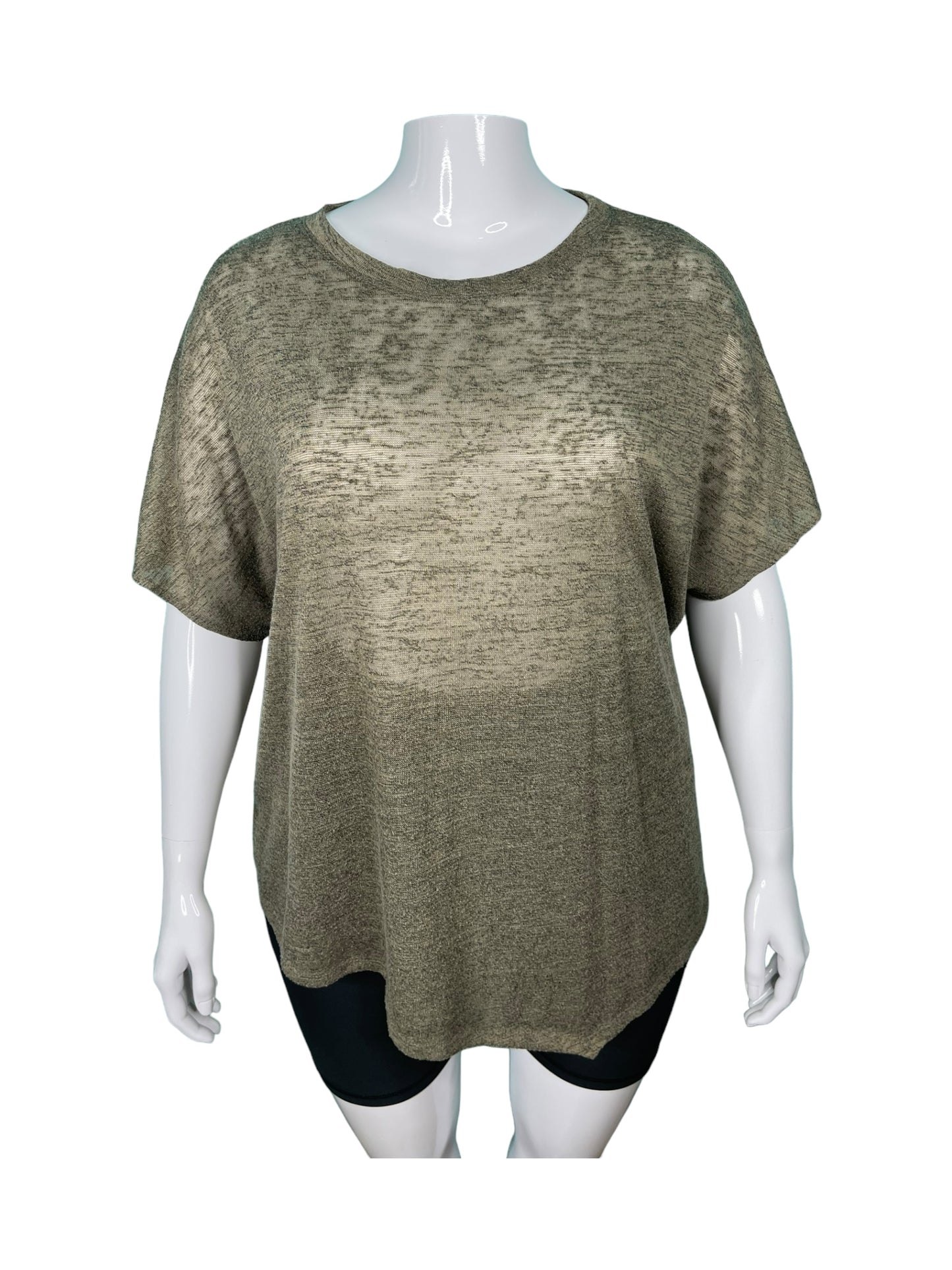 Olive Green Sheer Short Sleeved T-Shirt