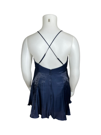 Navy Blue Cross Back Spaghetti Strap Dress