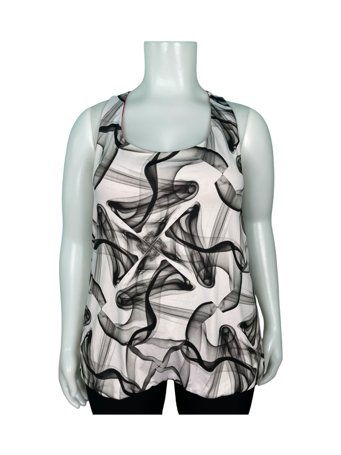 White & Grey Swirly Pattern Sleeveless Top (2X)