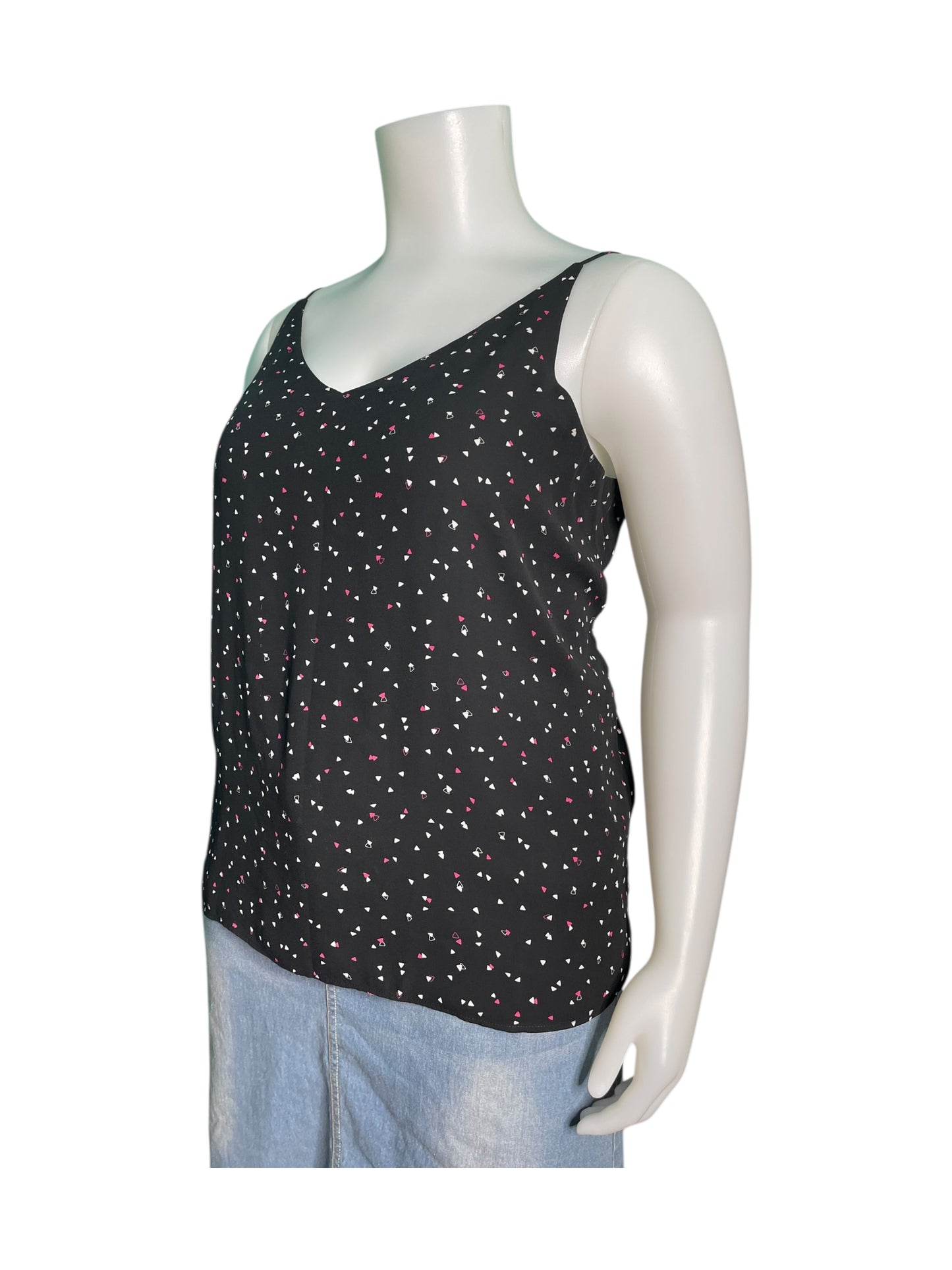 Black Patterned V-Neck Cami