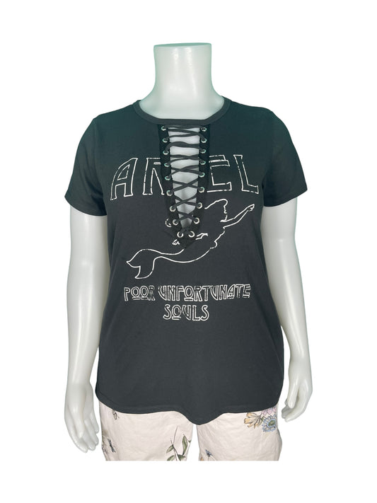 Black & Grey Ariel Lace Detail T-Shirt