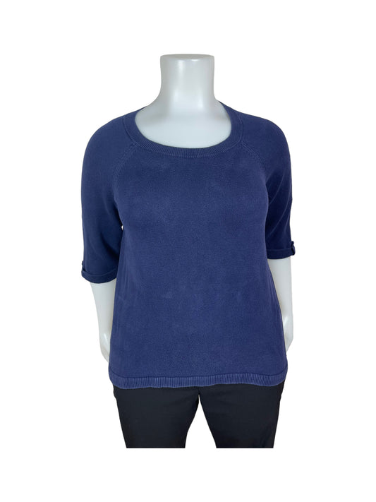 “Reitmans” Dark Blue Sweater w/ Button on 3/4 Sleeves (2X)