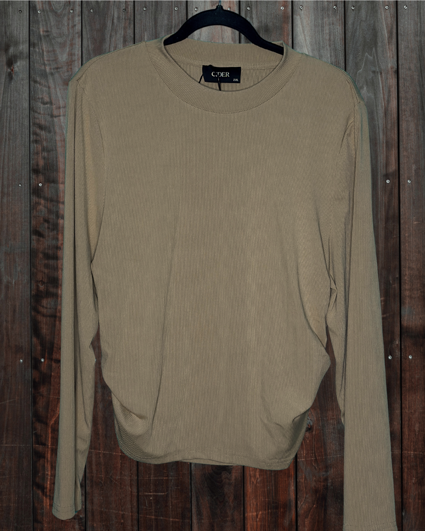 Tan Long Sleeved Ribbed Top