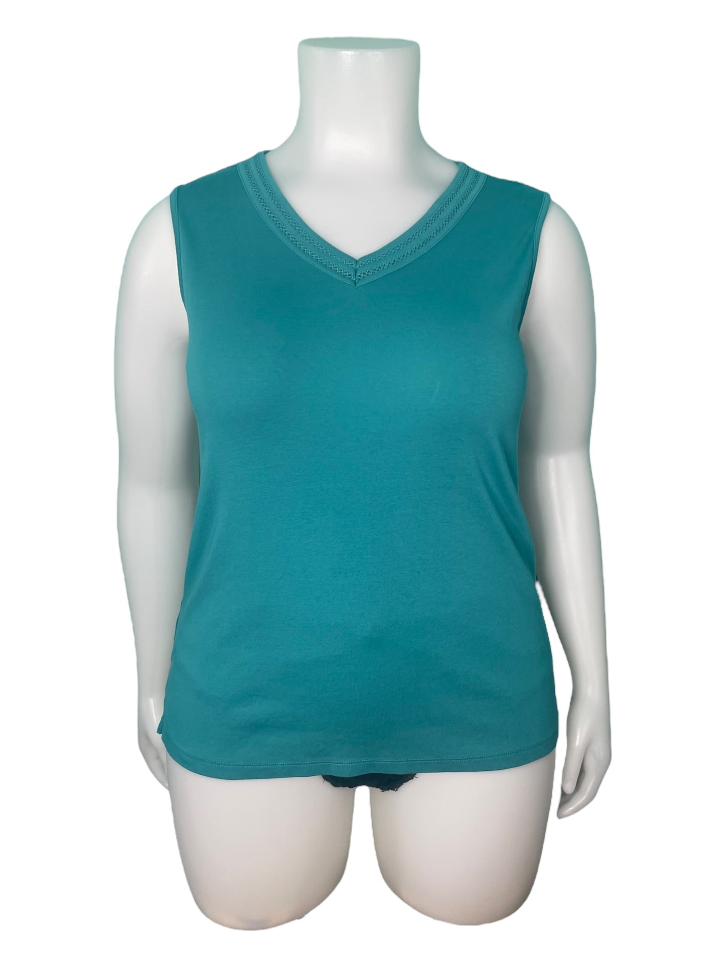 Teal Sleeveless Top w/ Neck Details