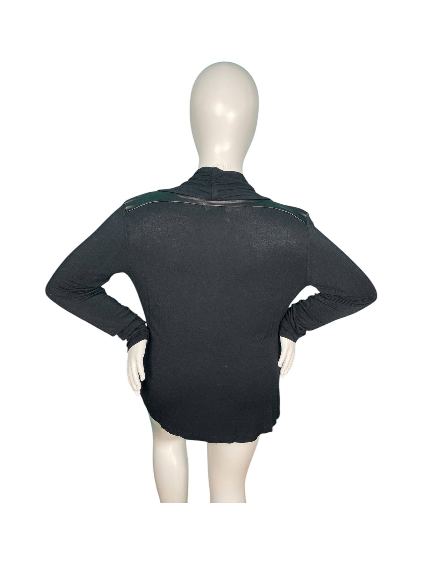 Black Long Sleeve Deep V Top