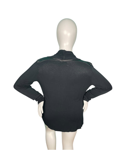 Black Long Sleeve Deep V Top