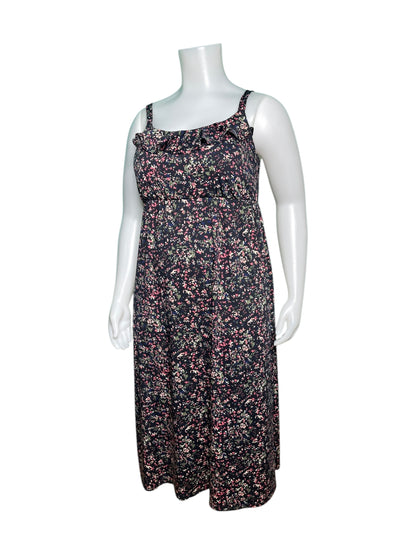 Navy and Pink Spaghetti Strap Floral Maxi Dress