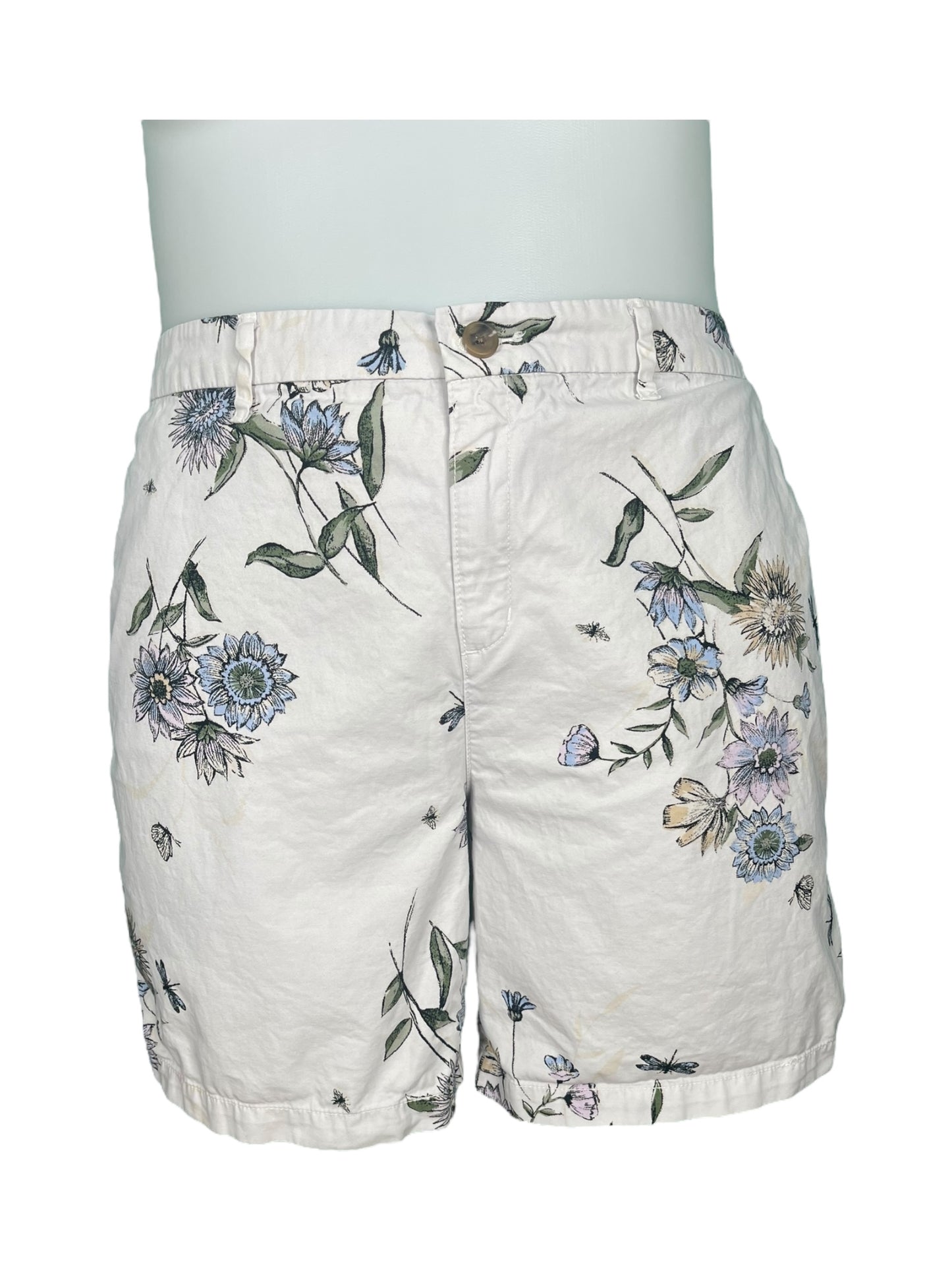 White Floral Shorts