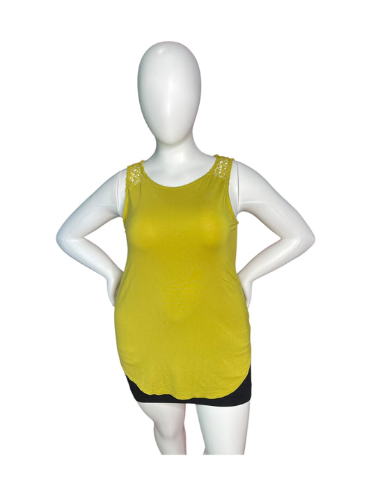 Yellow Lace Back Detail Tank Top