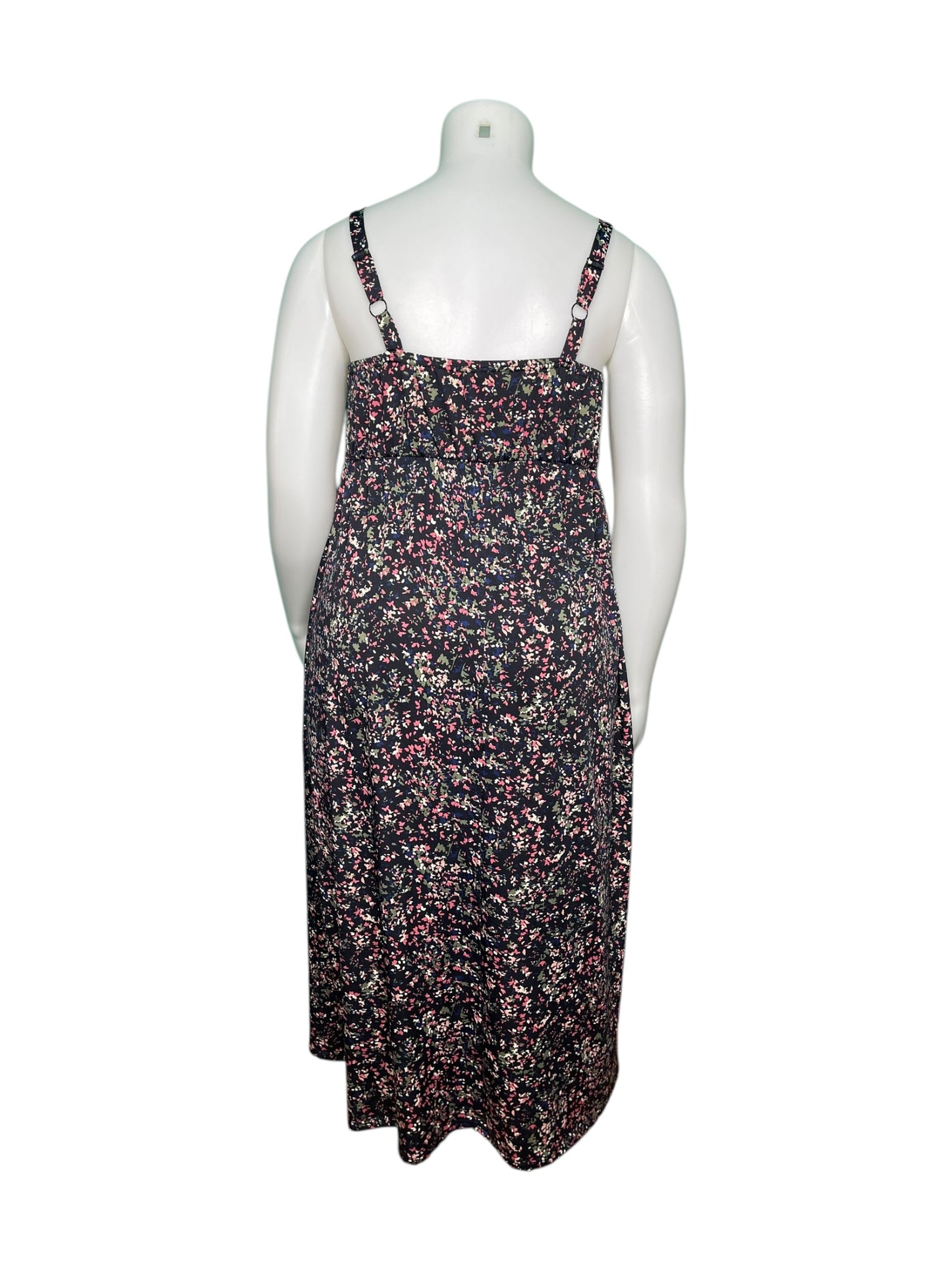 Navy and Pink Spaghetti Strap Floral Maxi Dress