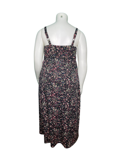 Navy and Pink Spaghetti Strap Floral Maxi Dress