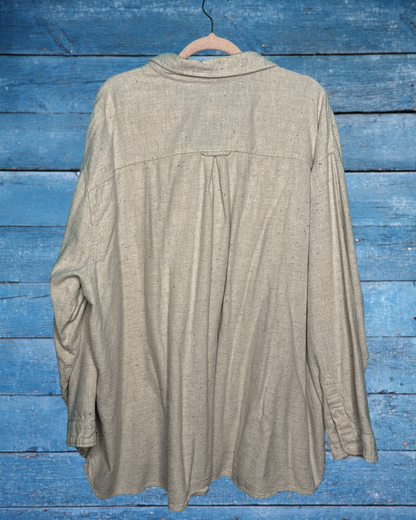 Tan w/ Small Colourful Speckle Long Sleeved Button Up Shirt