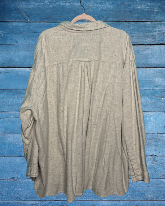 Tan w/ Small Colourful Speckle Long Sleeved Button Up Shirt