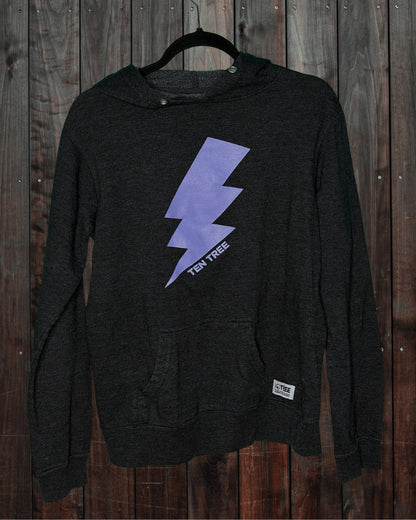 Dark Grey with Purple Thunderbolt Graphic Hoodie
