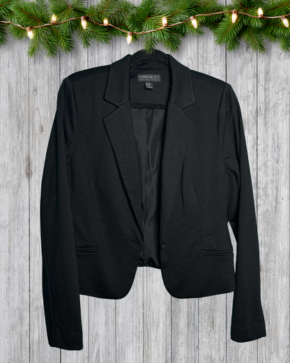 Black One Button Blazer