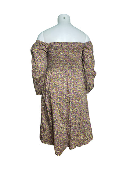 Multicoloured Off the Shoulder Long Sleeved Maxi Dress