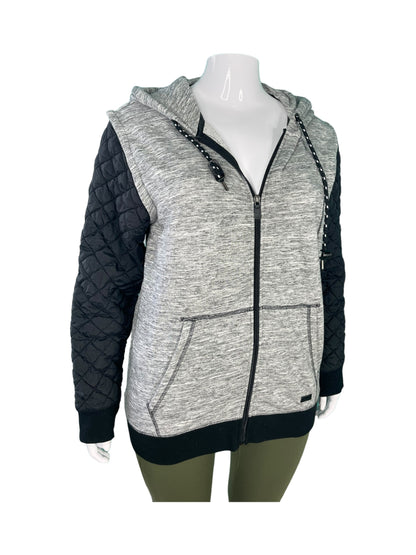 Grey Zip Up Hoodie w/ Black Puffer Sleeves