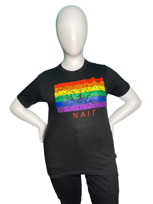 Black NAIT Rainbow Graphic. T-Shirt Top