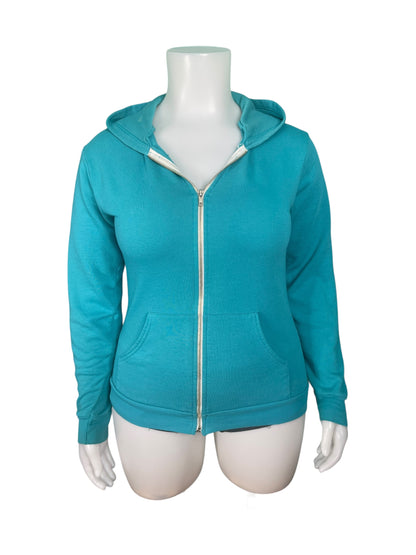 Aqua Blue Graphic Zip Up Hoodie