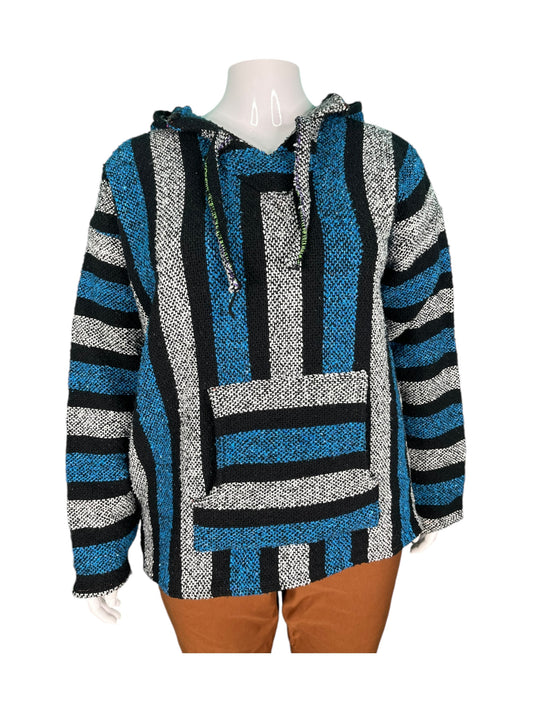 Blue, Black & Grey Striped Hoodie