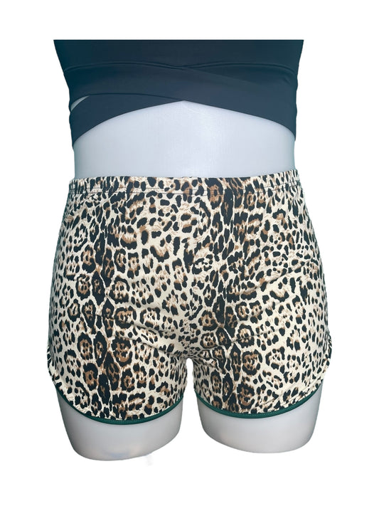 Cheetah Print w/ Green Side Piping Shorts