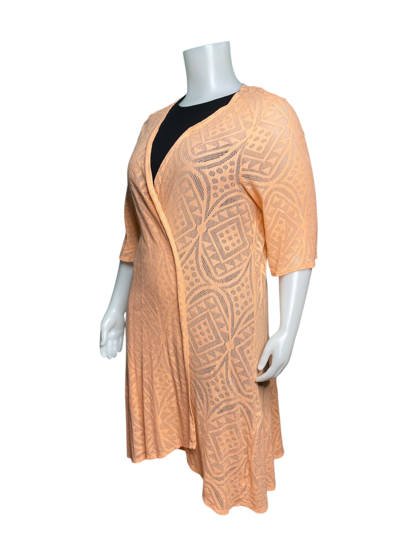 Long Peach Lace Cardigan