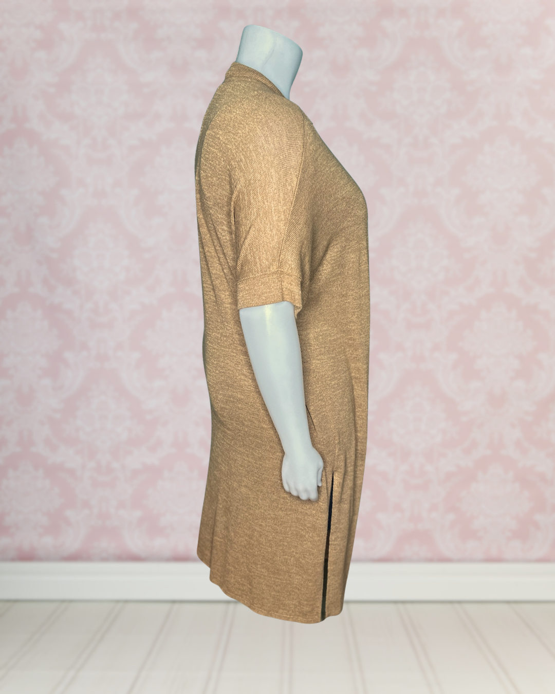 Tan Short Sleeved Maxi Cardigan