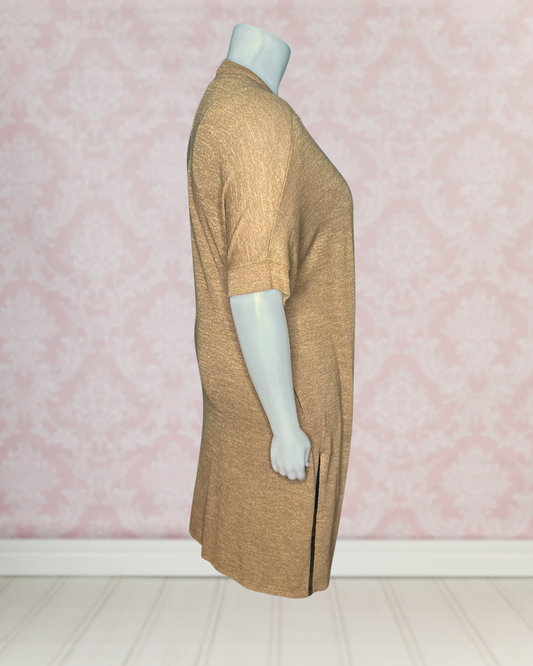 Tan Short Sleeved Maxi Cardigan