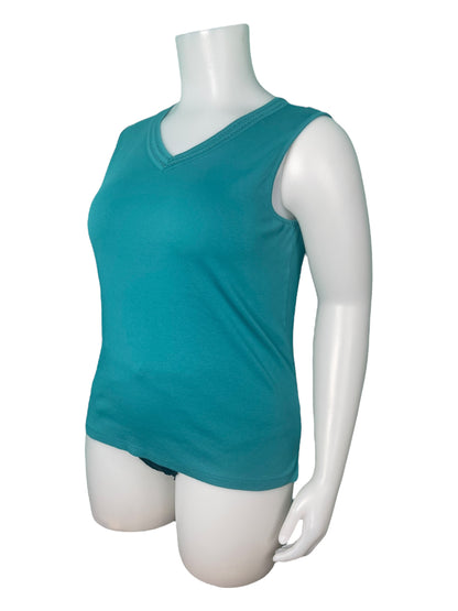 Teal Sleeveless Top w/ Neck Details