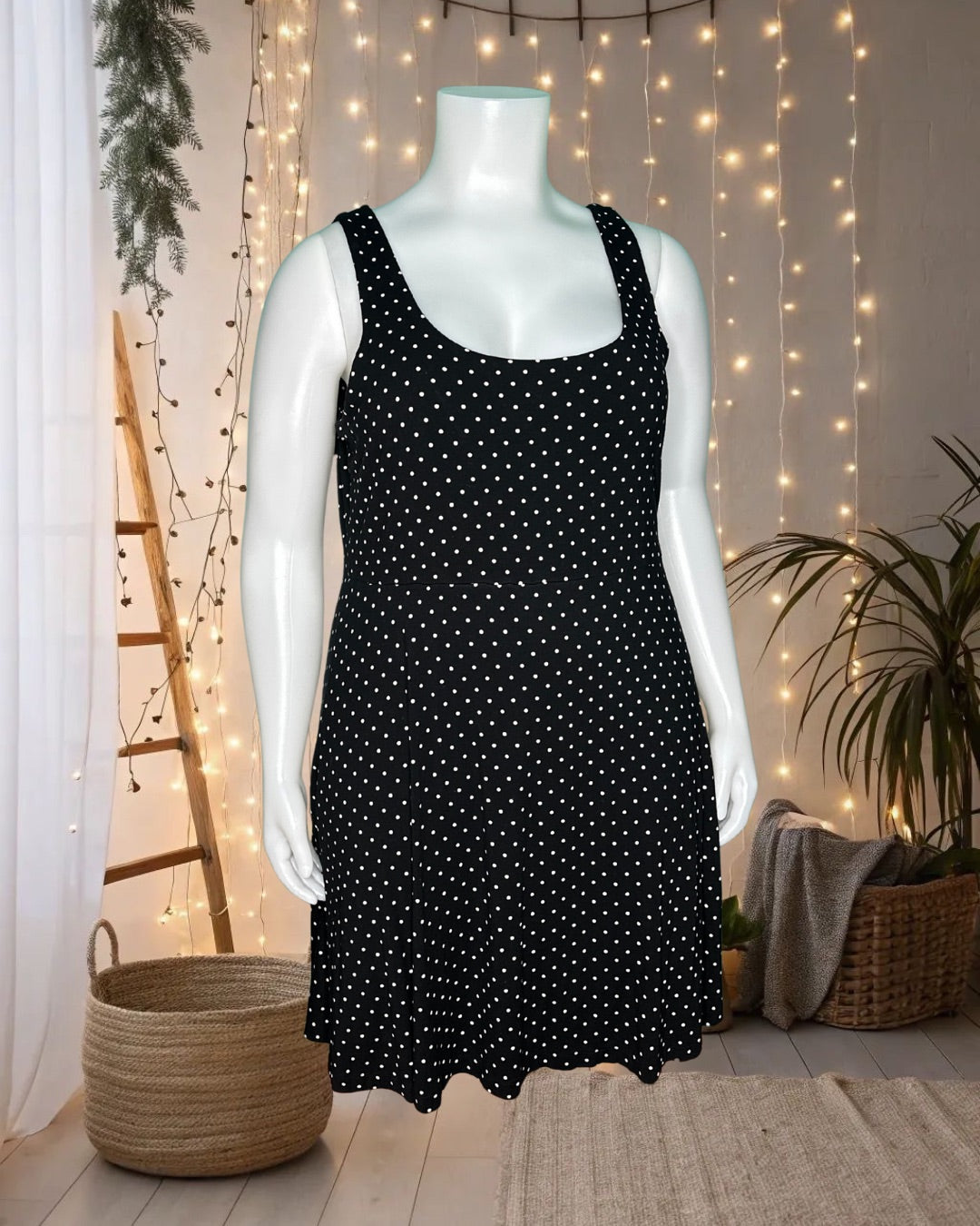 Black w/ White Polka Dot Sleeveless Dress
