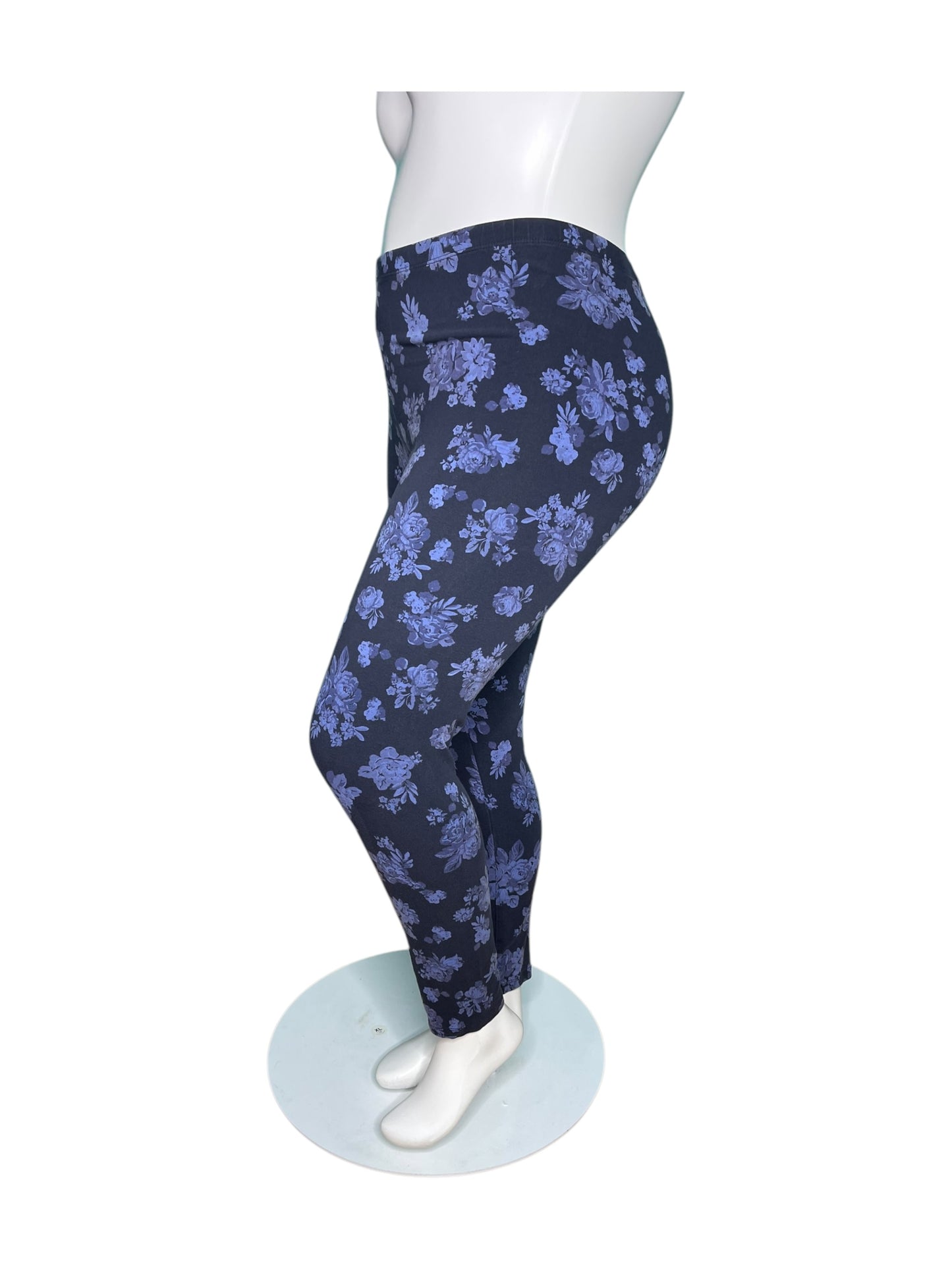 Navy + Blue Floral Leggings