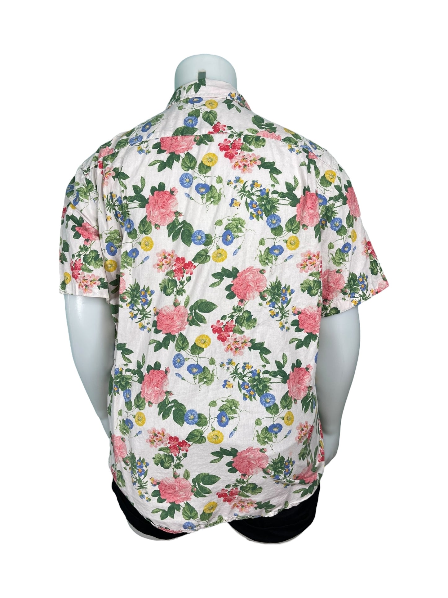 White Multicoloured Floral Patterned  Button-up Shirt