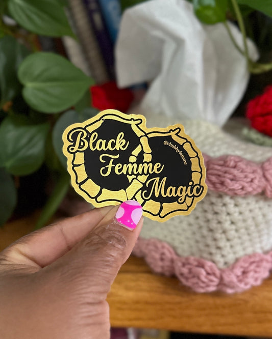 Black Femme Magic Brushed Gold Sticker