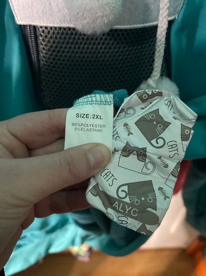 Baby Blue Hoodie W/ Zippered Cat Pocket