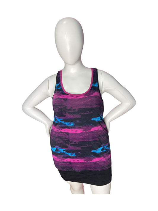 Purple, Blue and Black Sleeveless Tank Top