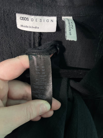 Black Linen Long Sleeve Button up Shirt