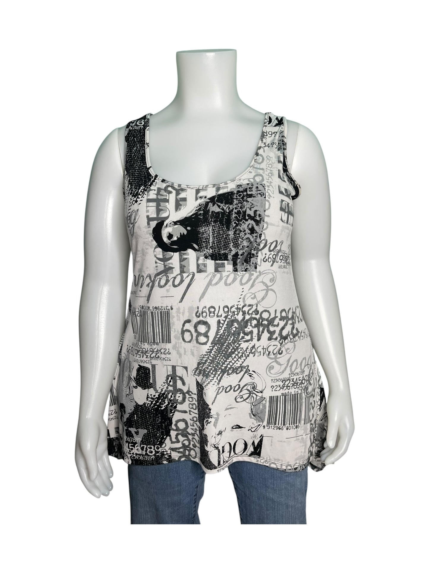 Black and White Newsprint Tank Top