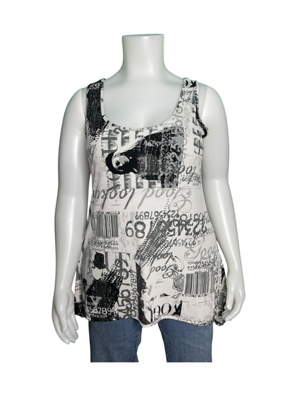 Black and White Newsprint Tank Top