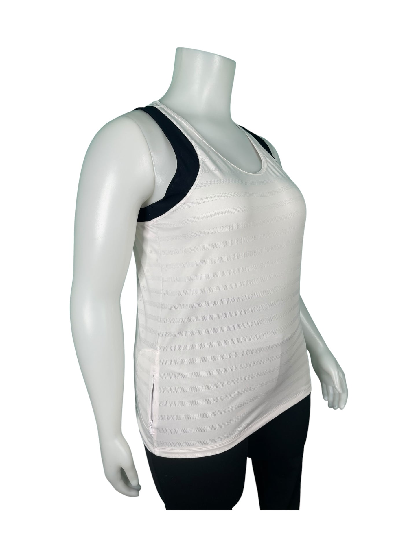 White Active Tank Top w/ Zipper Pocket