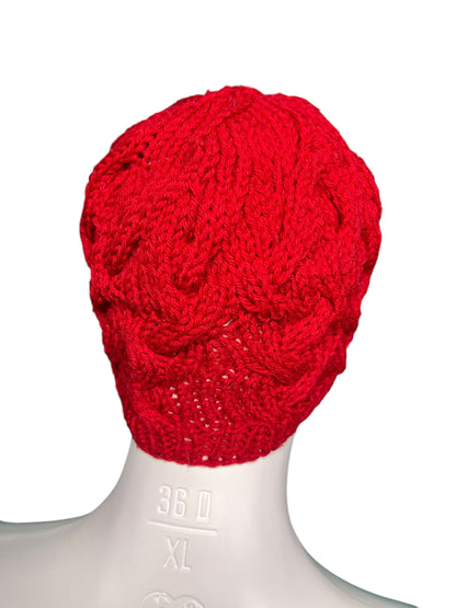 Red Cable Knit Toque