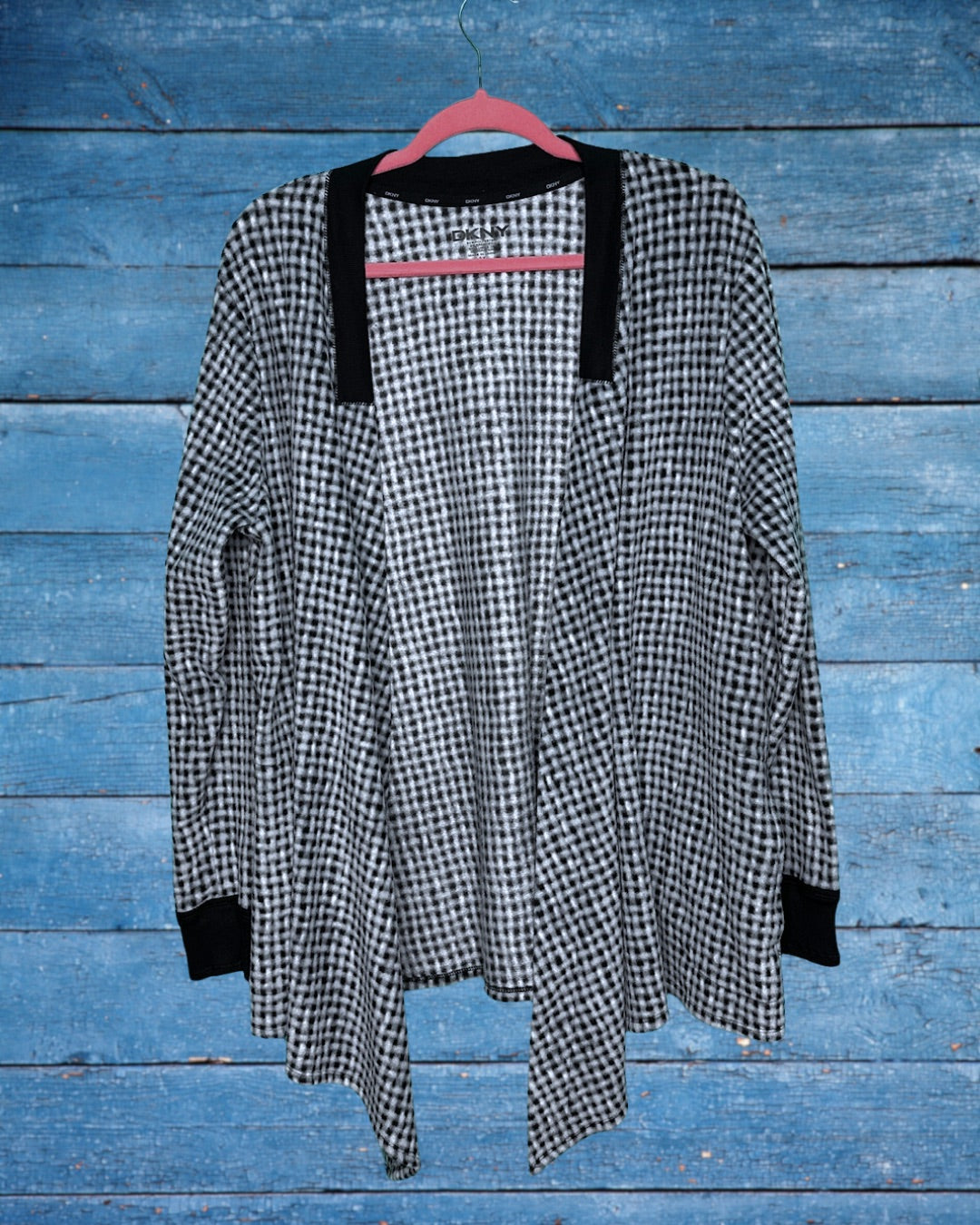 Black & White Plaid Waterfall Cardigan